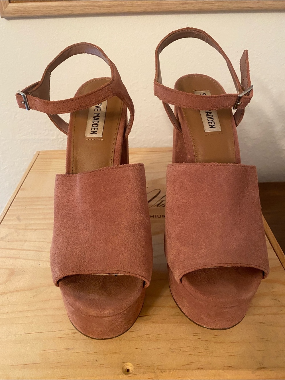 Steve Madden Suede Platform Sandals — Dusty Rose - Picture 3 of 10
